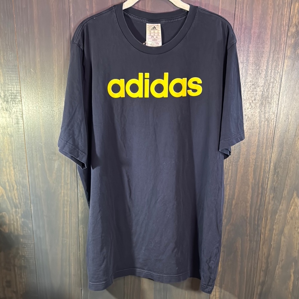 Adidas Blue Navy Yellow Short Sleeve Tee Men's Size XL